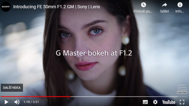 Společnost Sony rozšířila svůj systém Alpha o 60. objektiv s bajonetem E – FE 50 mm F1.2 G Master™