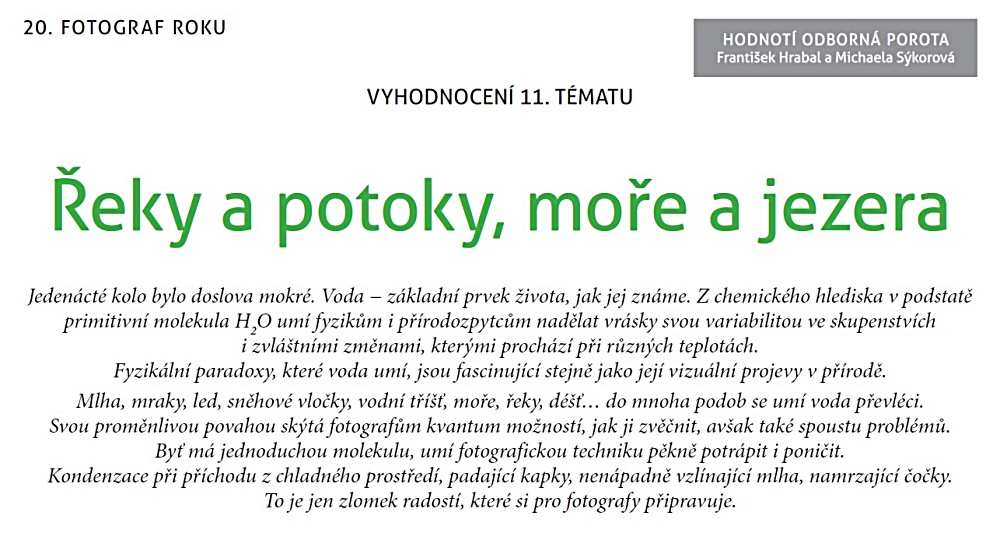 FOTOGRAF ROKU: JEDENÁCTÉ TÉMA NA VÝBORNOU